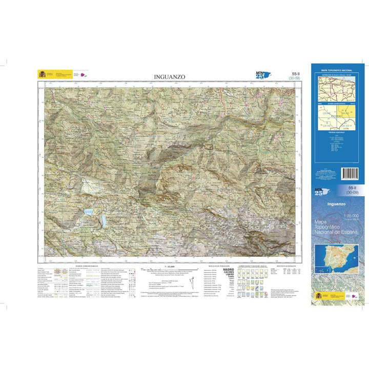 Carte topographique de l'Espagne n° 0055.2 - Inguanzo | CNIG - 1/25 000 carte pliée CNIG 