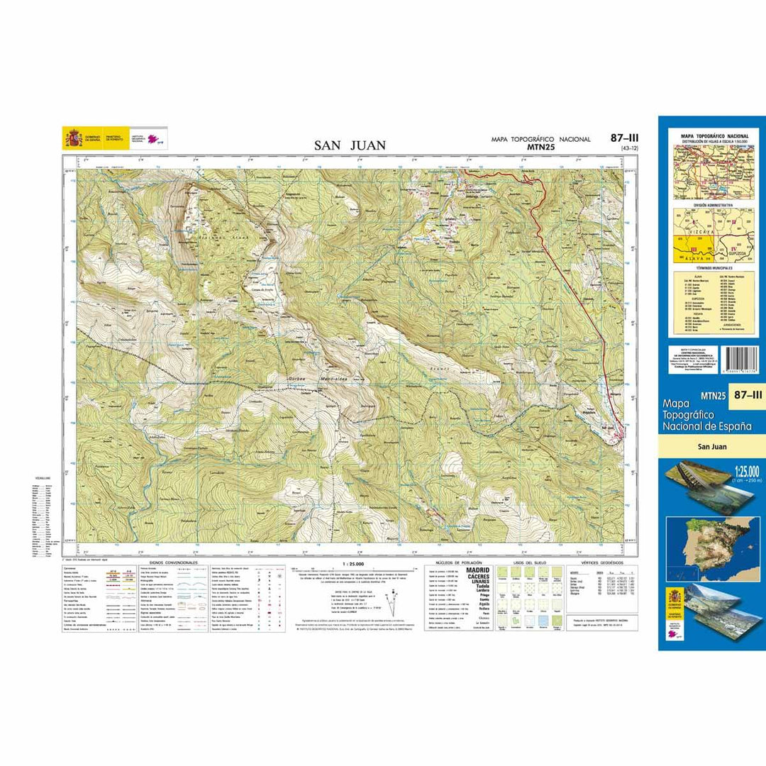 Carte topographique de l'Espagne n° 0087.3 - San Juan | CNIG - 1/25 000 carte pliée CNIG 