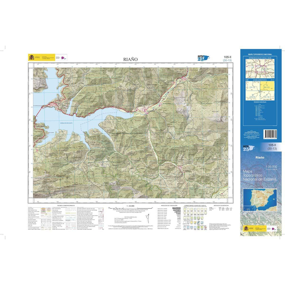 Carte topographique de l'Espagne n° 0105.2 - Riaño | CNIG - 1/25 000 carte pliée CNIG 