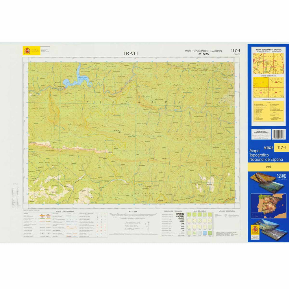 Carte topographique de l'Espagne n° 0117.1 - Irati | CNIG - 1/25 000 carte pliée CNIG 