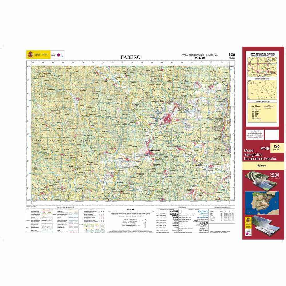 Carte topographique de l'Espagne n° 0126 - Fabero | CNIG - 1/50 000 carte pliée CNIG 