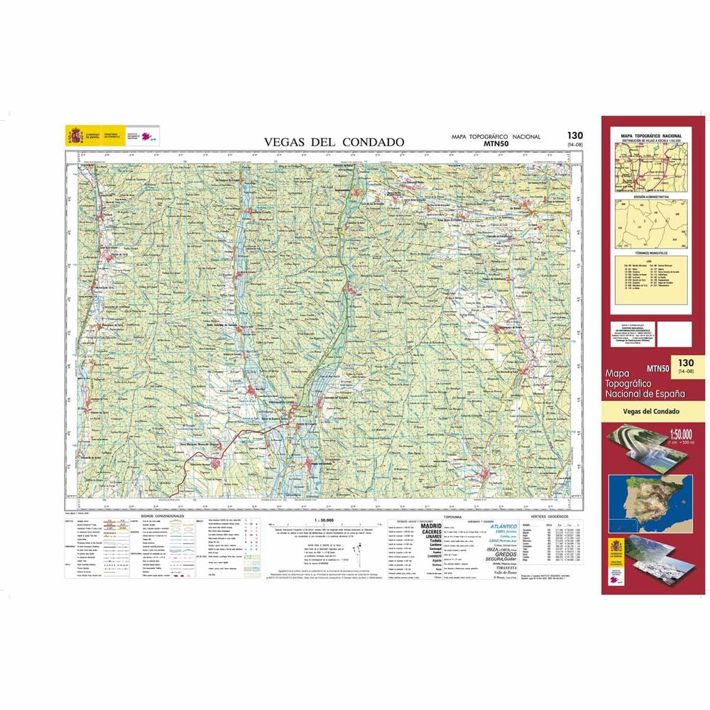 Carte topographique de l'Espagne n° 0130 - Vegas del Condado | CNIG - 1/50 000 carte pliée CNIG 
