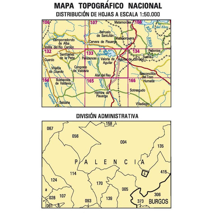 Carte topographique de l'Espagne n° 0133 - Aguilar de Campoo | CNIG - 1/50 000 carte pliée CNIG 