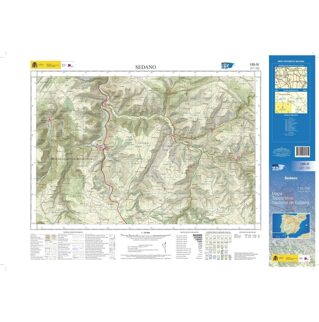 Carte topographique de l'Espagne n° 0135.3 - Sedano | CNIG - 1/25 000 carte pliée CNIG 