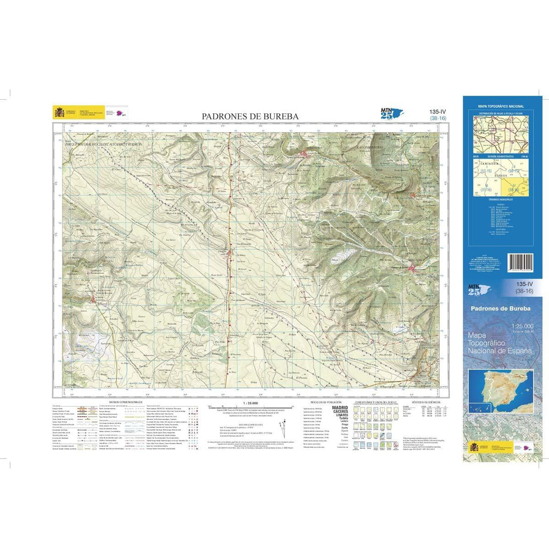 Carte topographique de l'Espagne n° 0135.4 - Padrones de Bureba | CNIG - 1/25 000 carte pliée CNIG 