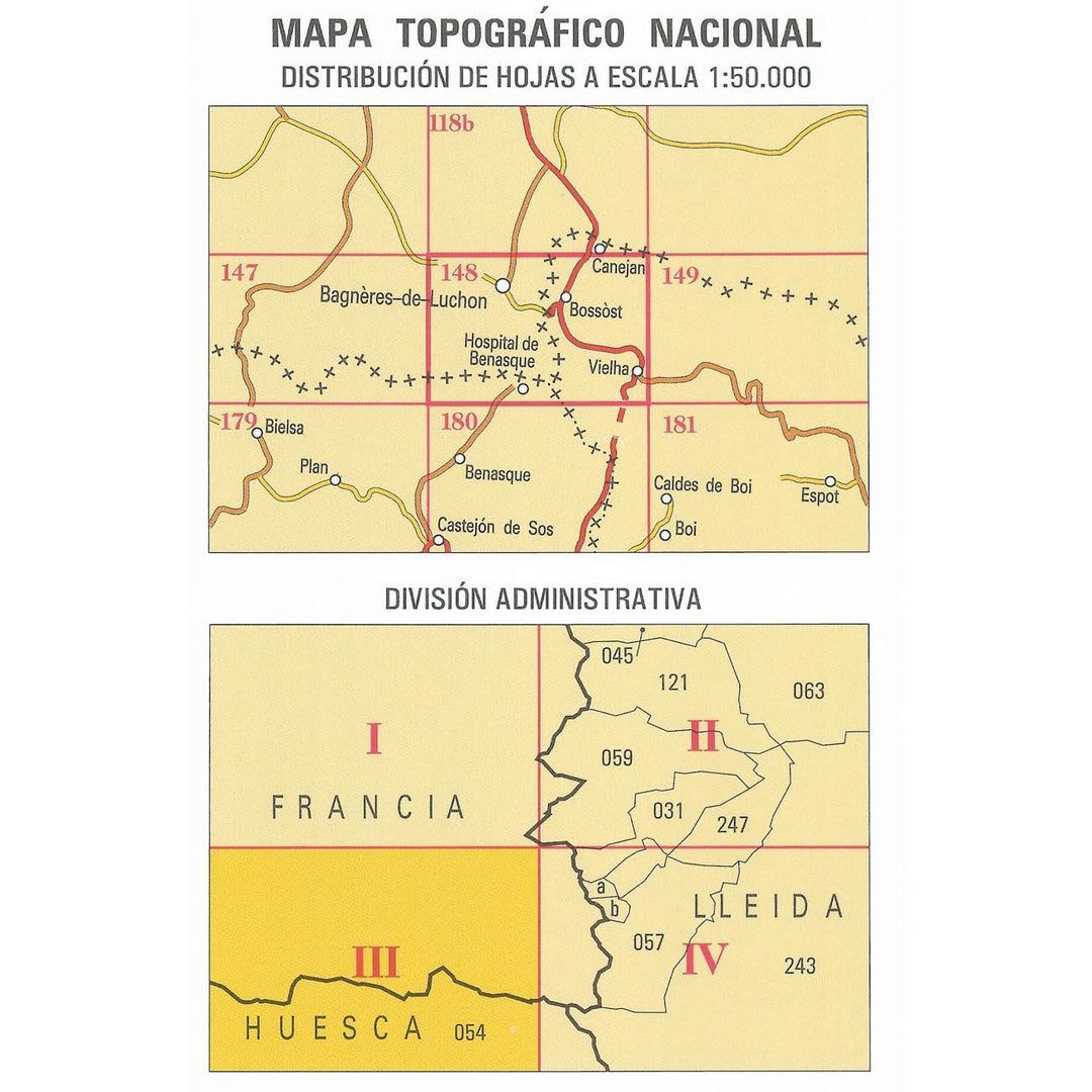 Carte topographique de l'Espagne n° 0148.3 - Hospital de Benasque | CNIG - 1/25 000 carte pliée CNIG 