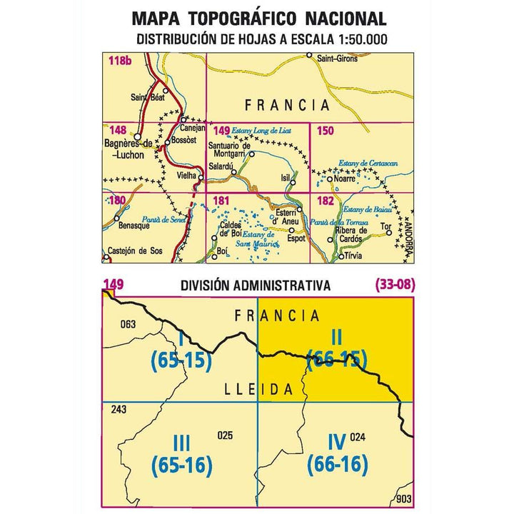 Carte topographique de l'Espagne n° 0149.2 - Montgarri | CNIG - 1/25 000 carte pliée CNIG 