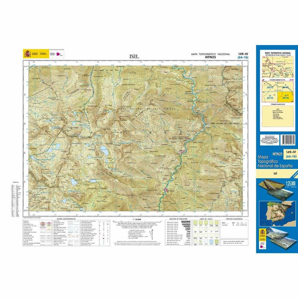 Carte topographique de l'Espagne n° 0149.4 - Isil | CNIG - 1/25 000 carte pliée CNIG 