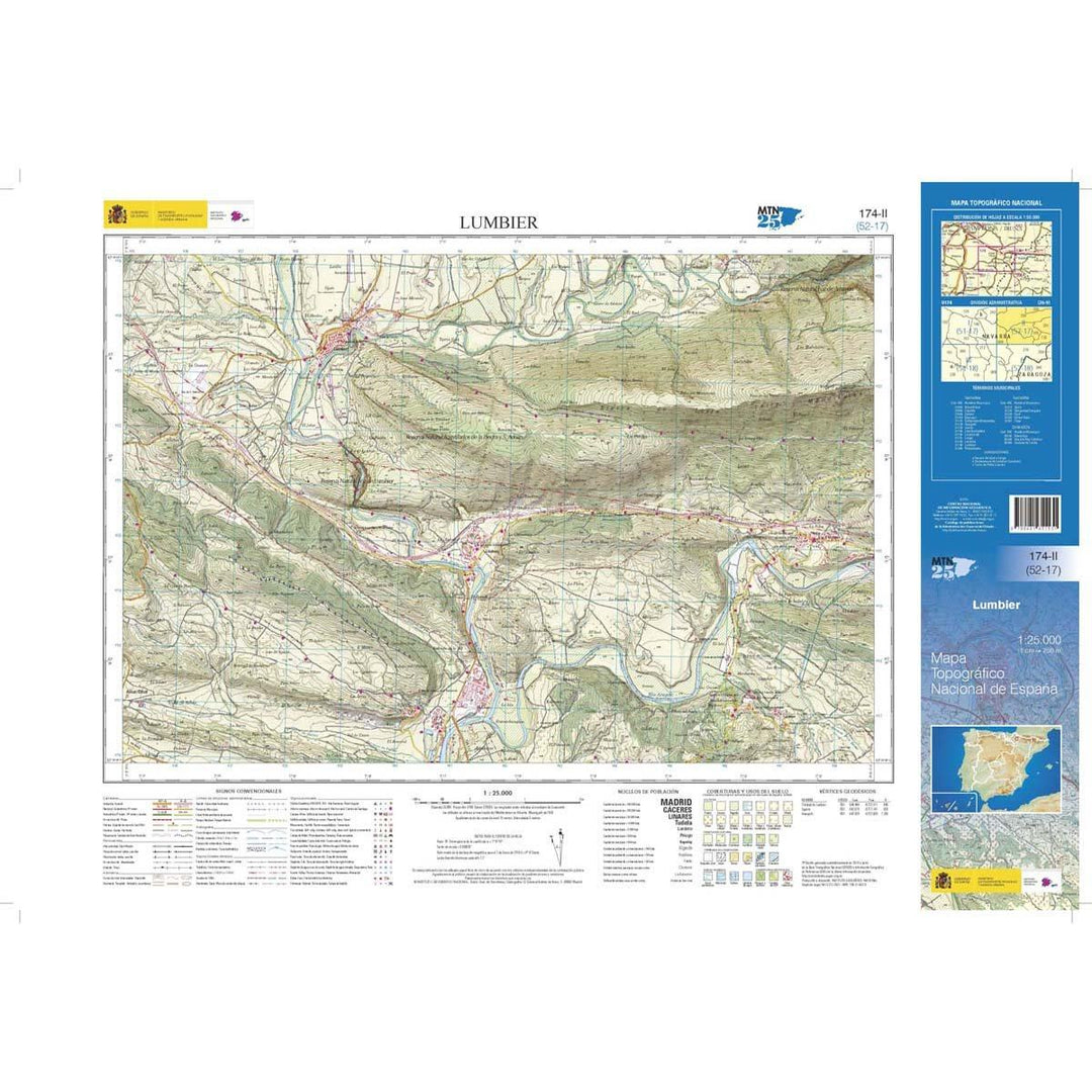 Carte topographique de l'Espagne n° 0174.2 - Lumbier | CNIG - 1/25 000 carte pliée CNIG 