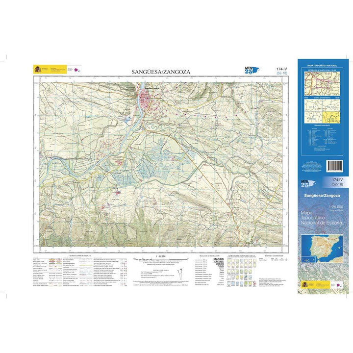 Carte topographique de l'Espagne n° 0174.4 - Sangüesa / Zangoza | CNIG - 1/25 000 carte pliée CNIG 