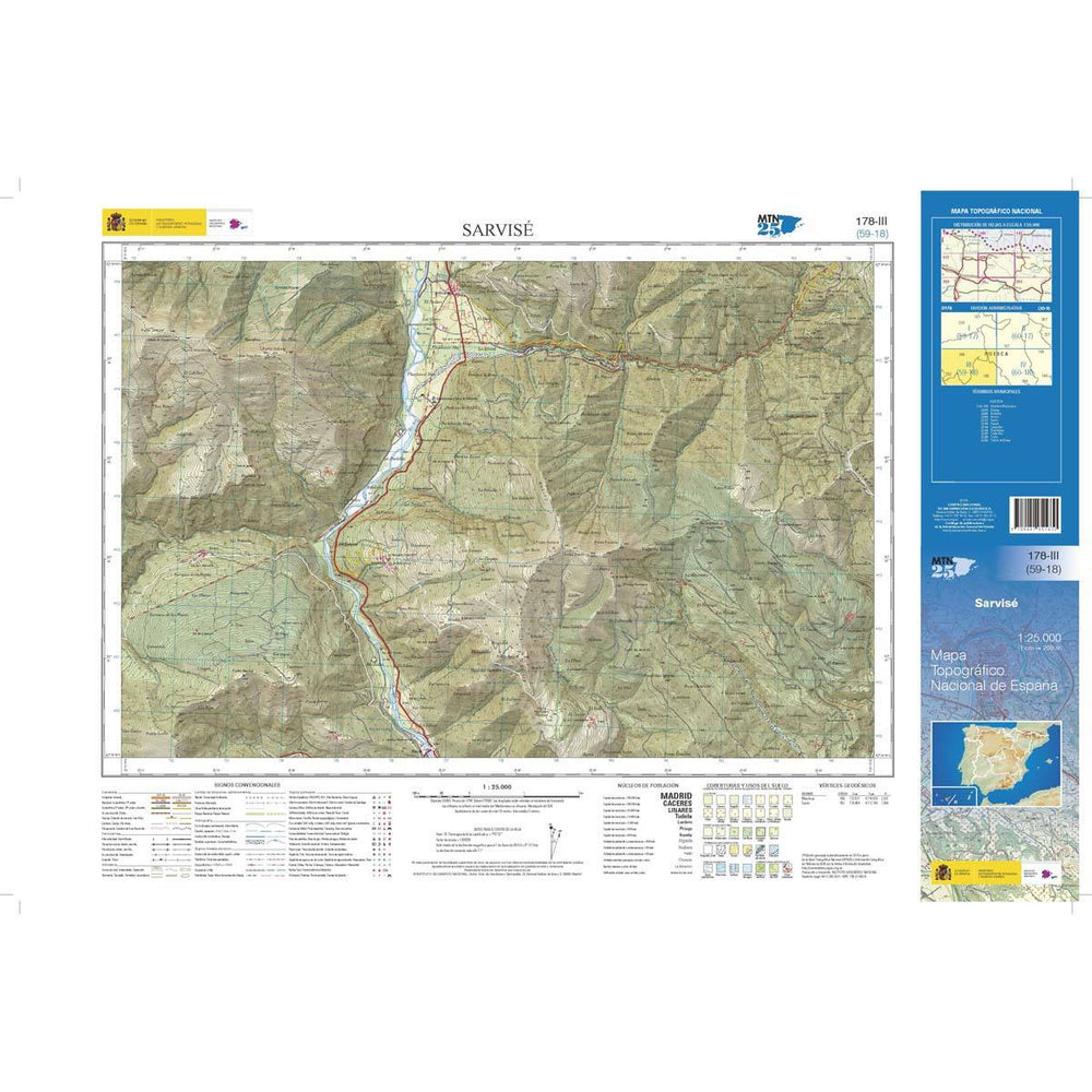 Carte topographique de l'Espagne n° 0178.3 - Sarvisé | CNIG - 1/25 000 carte pliée CNIG 