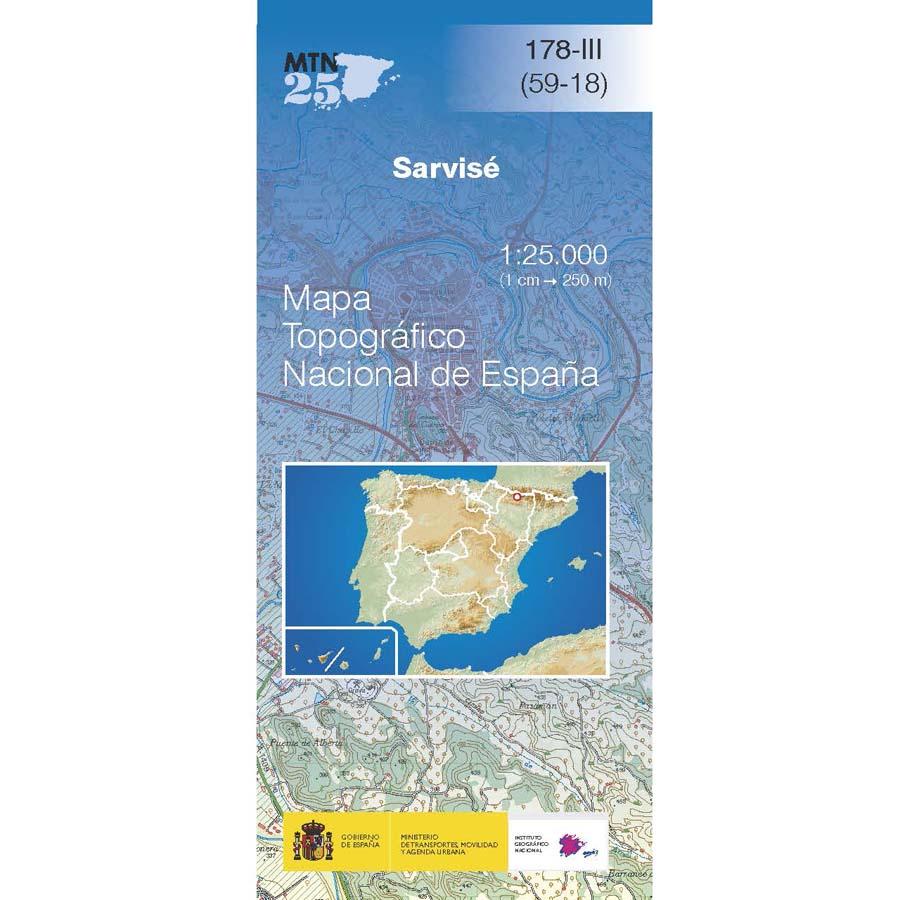 Carte topographique de l'Espagne n° 0178.3 - Sarvisé | CNIG - 1/25 000 carte pliée CNIG 
