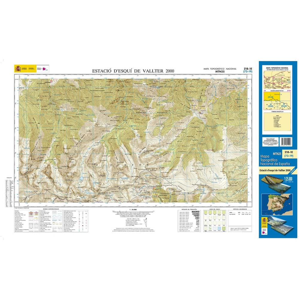 Carte topographique de l'Espagne n° 0218.1E - Estació d´Esquí Vallter 2000 | CNIG - 1/25 000 carte pliée CNIG 