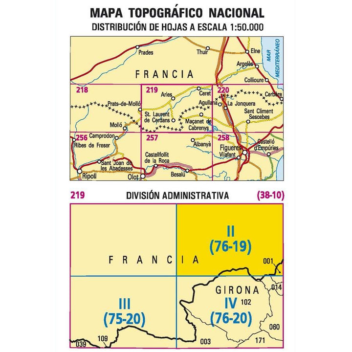 Carte topographique de l'Espagne n° 0219.2 - Les Salines | CNIG - 1/25 000 carte pliée CNIG 