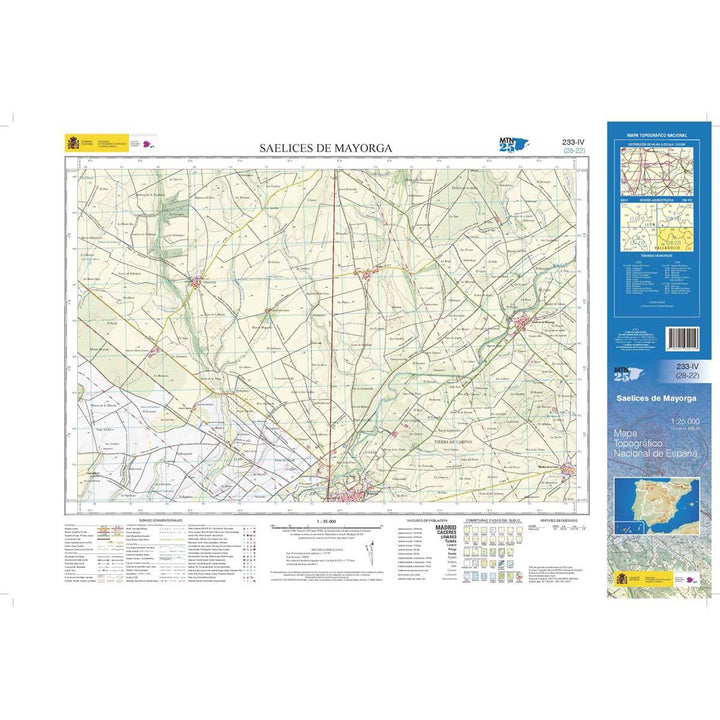 Carte topographique de l'Espagne n° 0233.4 - Saelices de Mayorga | CNIG - 1/25 000 carte pliée CNIG 