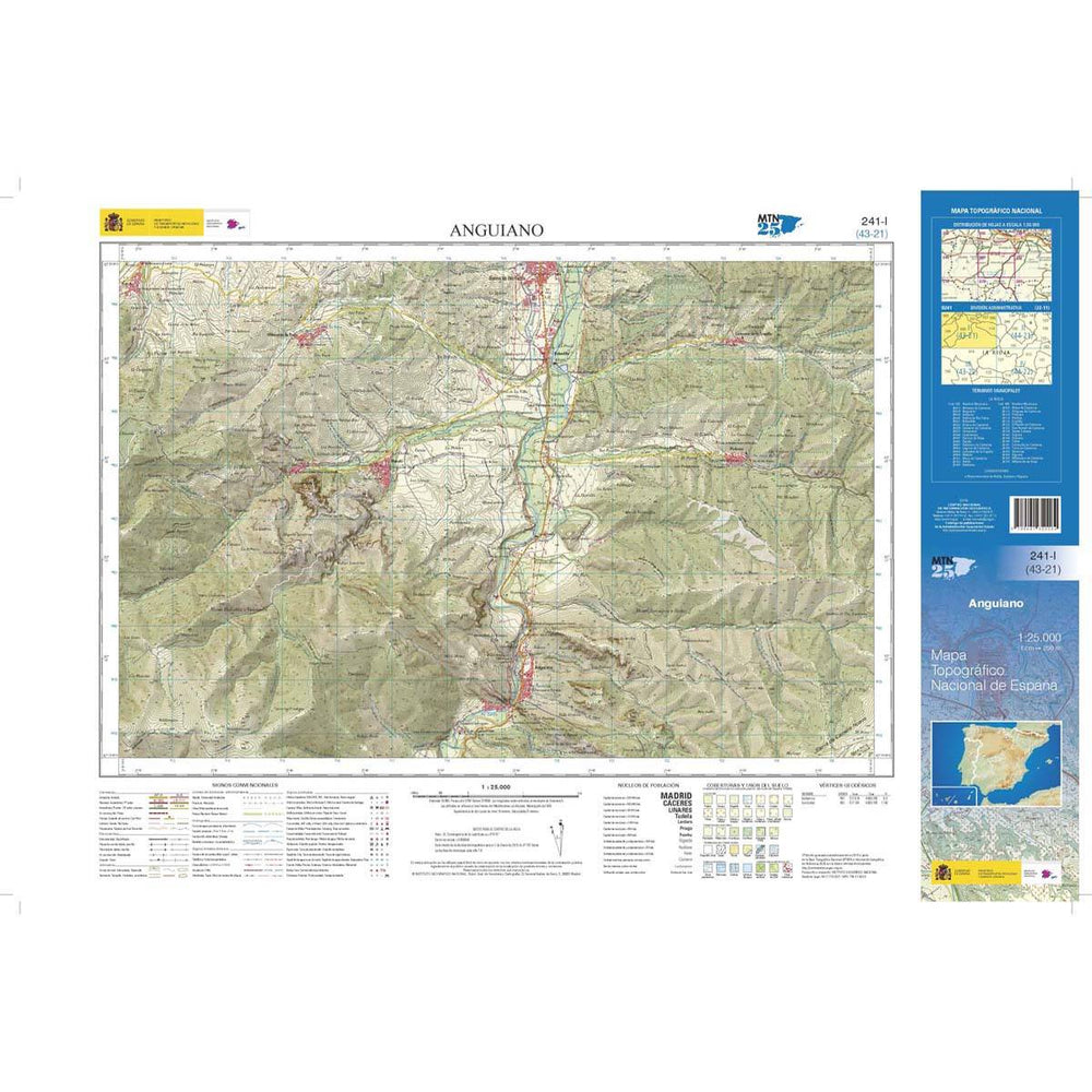 Carte topographique de l'Espagne n° 0241.1 - Anguiano | CNIG - 1/25 000 carte pliée CNIG 