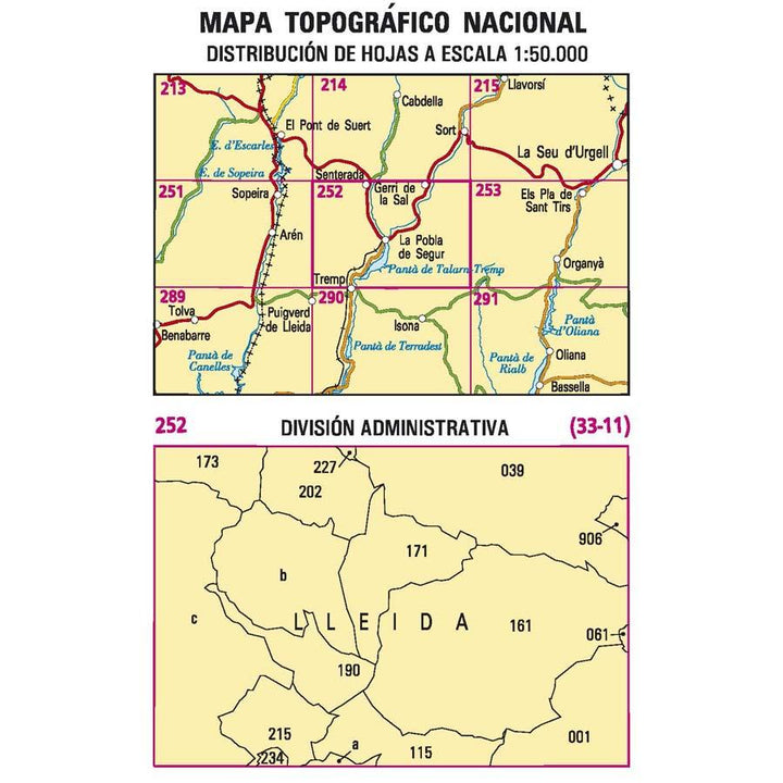 Carte topographique de l'Espagne n° 0252 - Tremp | CNIG - 1/50 000 carte pliée CNIG 