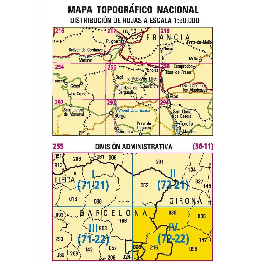 Carte topographique de l'Espagne n° 0255.4 - Gombrèn | CNIG - 1/25 000 carte pliée CNIG 