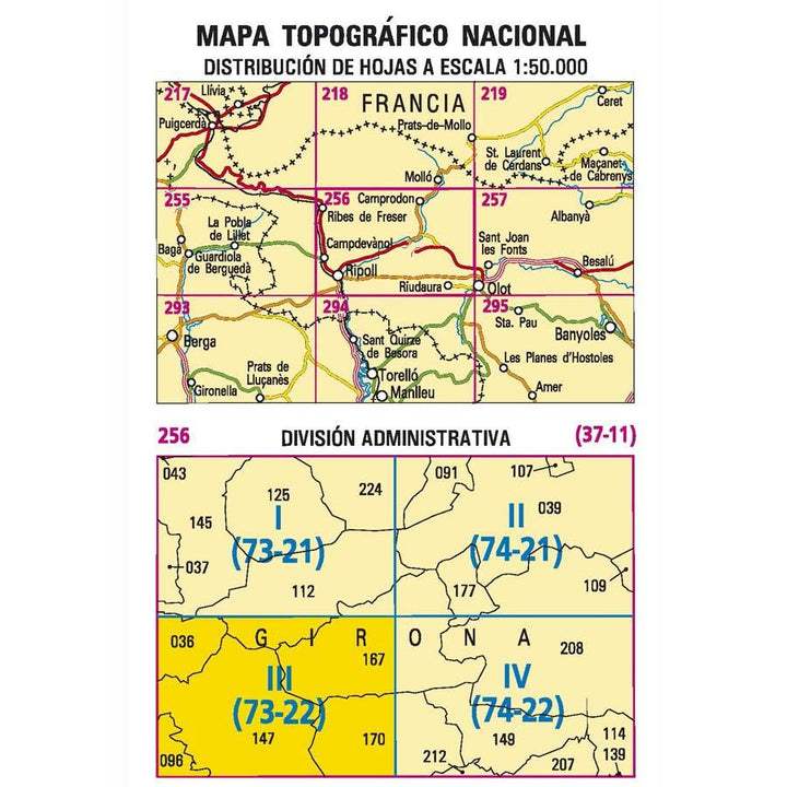 Carte topographique de l'Espagne n° 0256.3 - Ripoll | CNIG - 1/25 000 carte pliée CNIG 