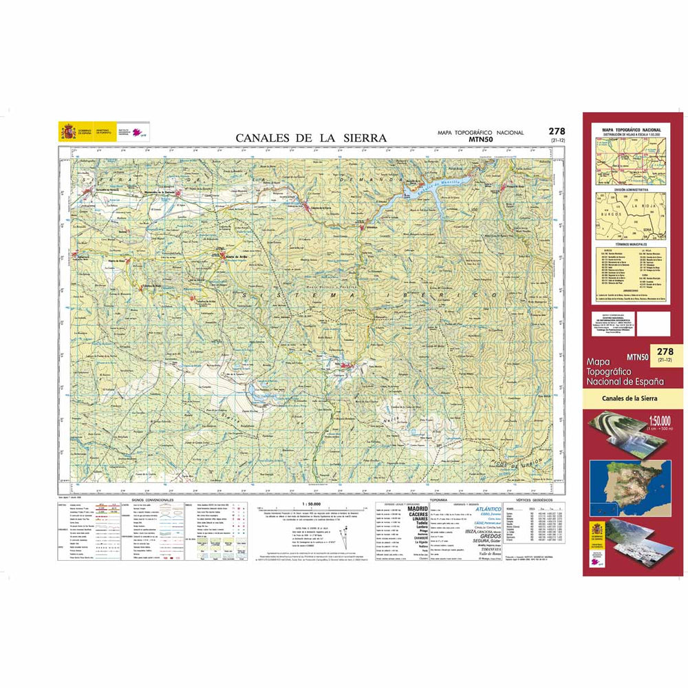 Carte topographique de l'Espagne n° 0278 - Canales de la Sierra | CNIG - 1/50 000 carte pliée CNIG 