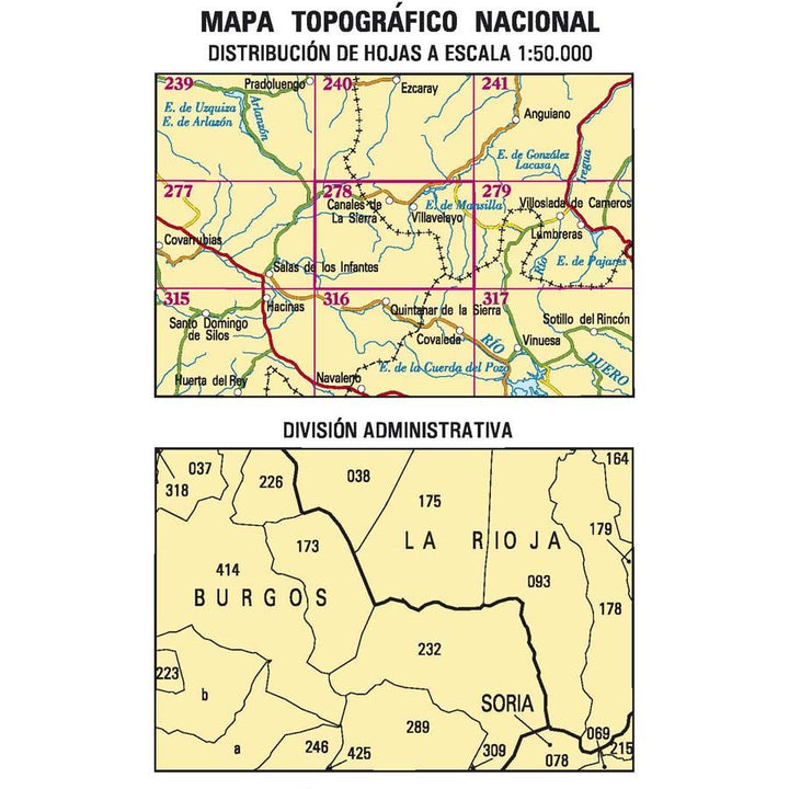 Carte topographique de l'Espagne n° 0278 - Canales de la Sierra | CNIG - 1/50 000 carte pliée CNIG 