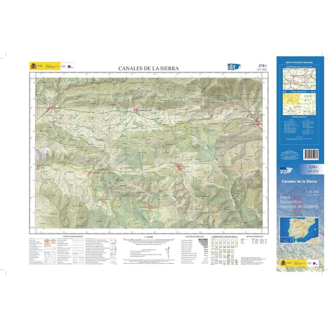 Carte topographique de l'Espagne n° 0278.1. - Canales de la Sierra | CNIG - 1/25 000 carte pliée CNIG 