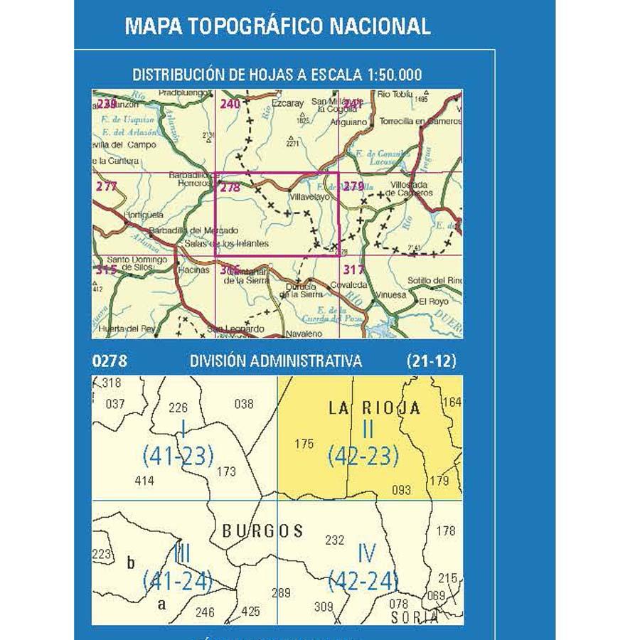 Carte topographique de l'Espagne n° 0278.2. - Mansilla de la Sierra | CNIG - 1/25 000 carte pliée CNIG 