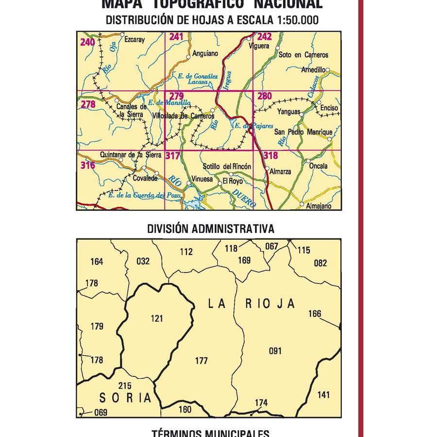 Carte topographique de l'Espagne n° 0279 - Villoslada de Cameros | CNIG - 1/50 000 carte pliée CNIG 