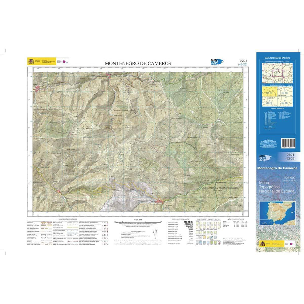 Carte topographique de l'Espagne n° 0279.1 - Montenegro de Cameros | CNIG - 1/25 000 carte pliée CNIG 