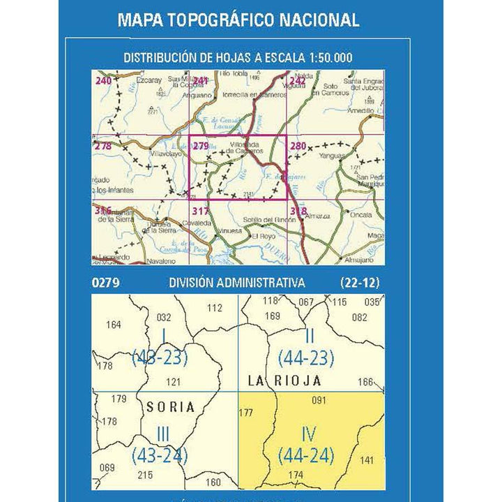 Carte topographique de l'Espagne n° 0279.4 - Lomos de Orio | CNIG - 1/25 000 carte pliée CNIG 