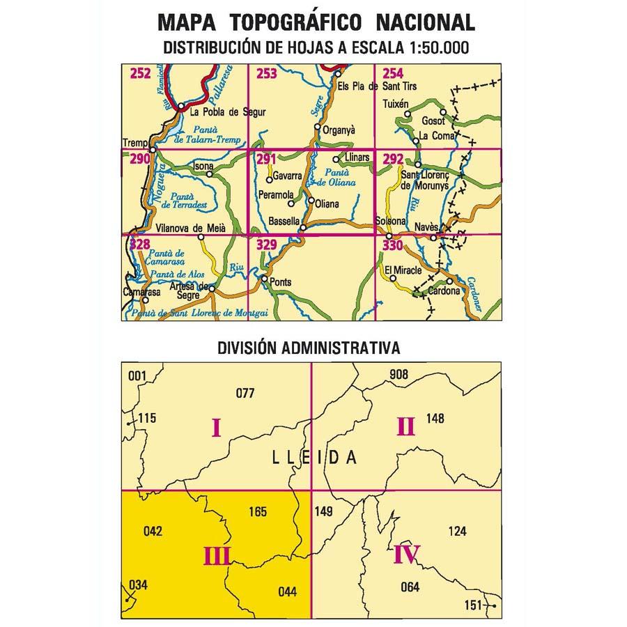 Carte topographique de l'Espagne n° 0291.3 - Peramola | CNIG - 1/25 000 carte pliée CNIG 