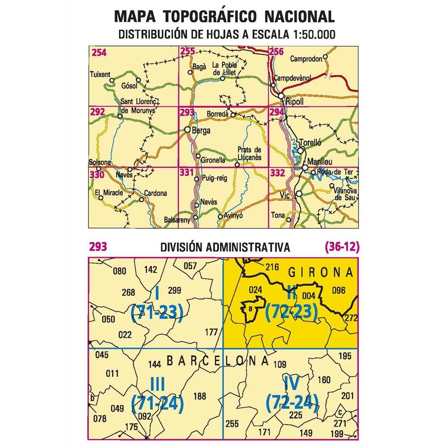 Carte topographique de l'Espagne n° 0293.2 - Borredà | CNIG - 1/25 000 carte pliée CNIG 