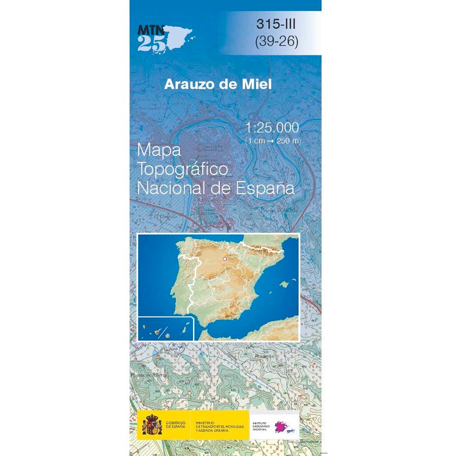 Carte topographique de l'Espagne n° 0315.3 - Arauzo de Miel | CNIG - 1/25 000 carte pliée CNIG 