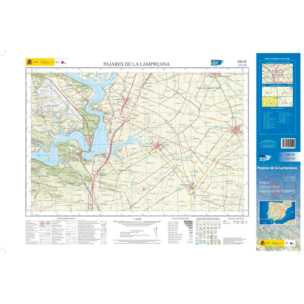 Carte topographique de l'Espagne n° 0340.3 - Pajares de Lampreana | CNIG - 1/25 000 carte pliée CNIG 