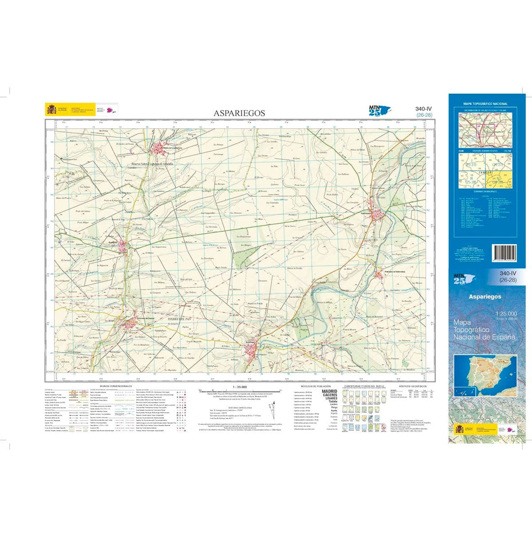 Carte topographique de l'Espagne n° 0340.4 - Aspariegos | CNIG - 1/25 000 carte pliée CNIG 