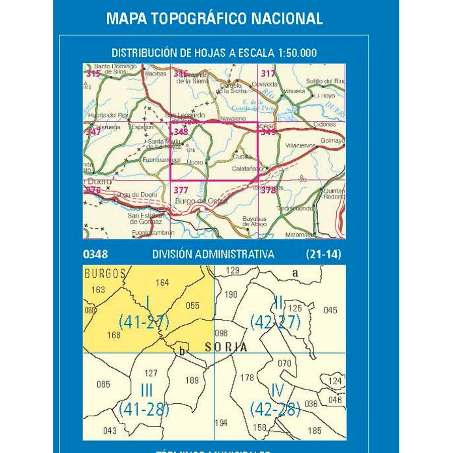 Carte topographique de l'Espagne n° 0348.1 - San Leonardo de Yagüe | CNIG - 1/25 000 carte pliée CNIG 