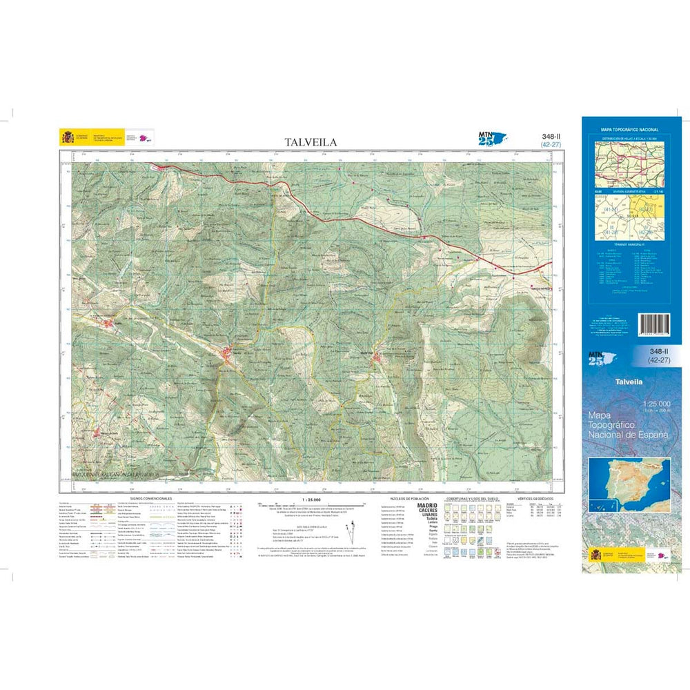 Carte topographique de l'Espagne n° 0348.2 - Talveila | CNIG - 1/25 000 carte pliée CNIG 