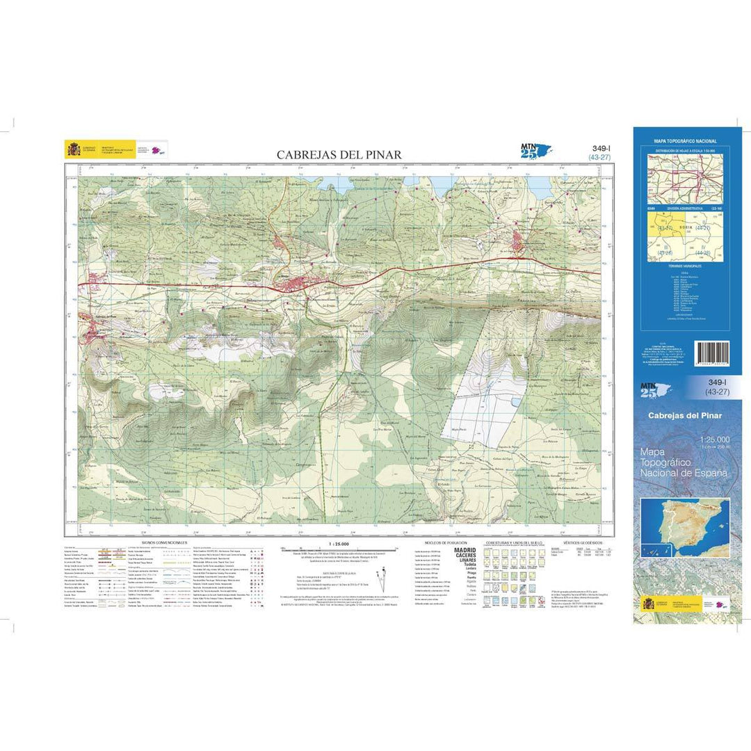 Carte topographique de l'Espagne n° 0349.1 - Cabrejas del Pinar | CNIG - 1/25 000 carte pliée CNIG 