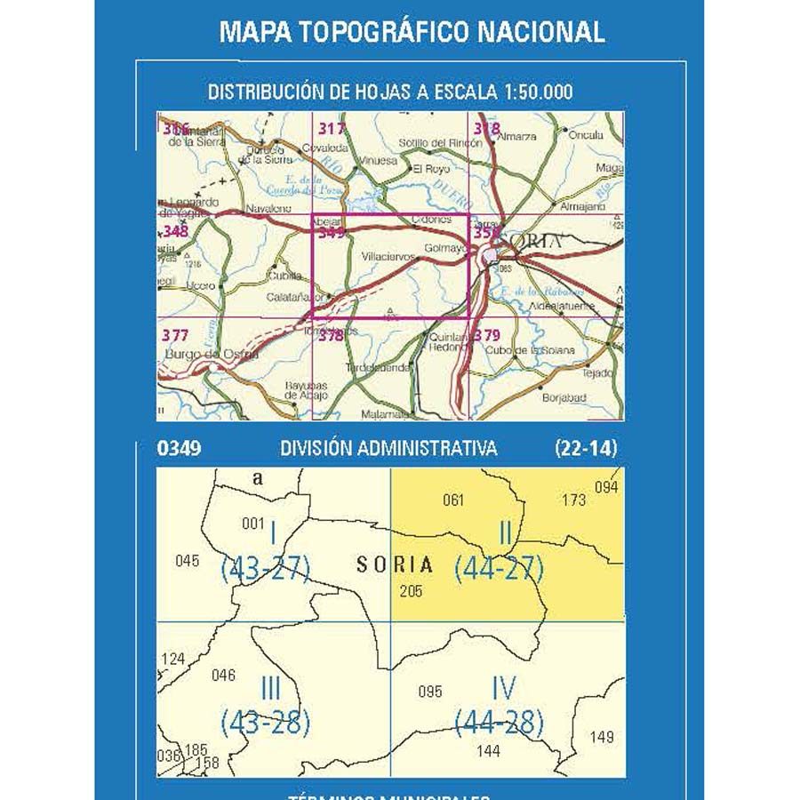 Carte topographique de l'Espagne n° 0349.2 - Cidones | CNIG - 1/25 000 carte pliée CNIG 