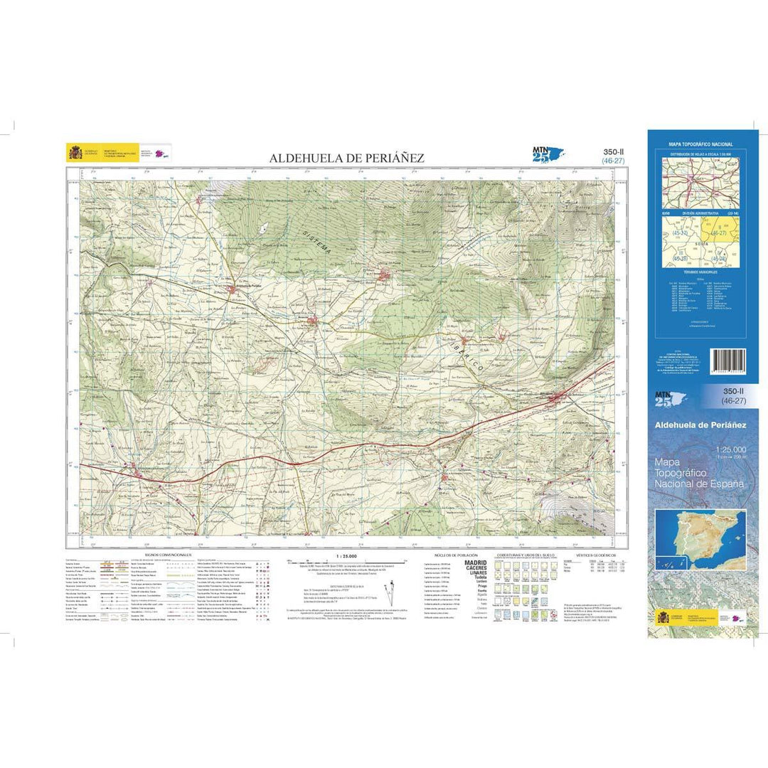 Carte topographique de l'Espagne n° 0350.2 - Aldehuela de Periánez | CNIG - 1/25 000 carte pliée CNIG 