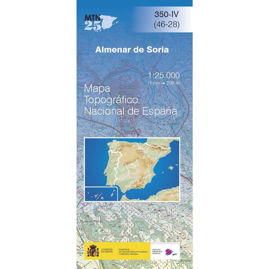 Carte topographique de l'Espagne n° 0350.4 - Almenar de Soria | CNIG - 1/25 000 carte pliée CNIG 