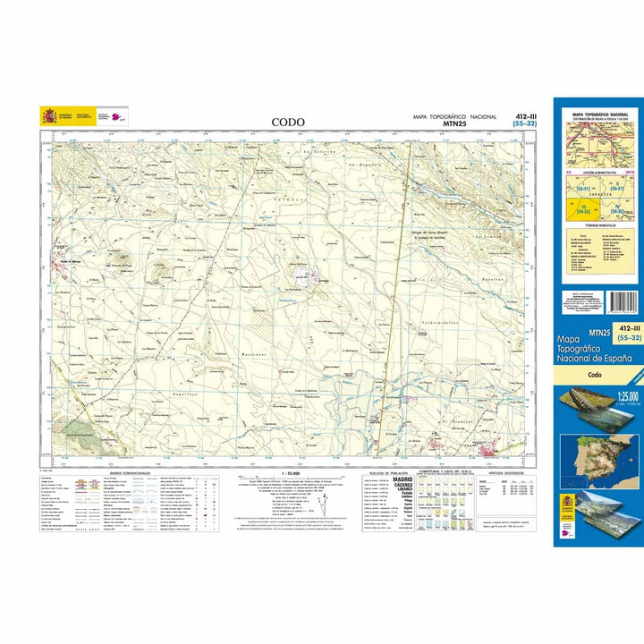 Carte topographique de l'Espagne n° 0412.3 - Codo | CNIG - 1/25 000 carte pliée CNIG 