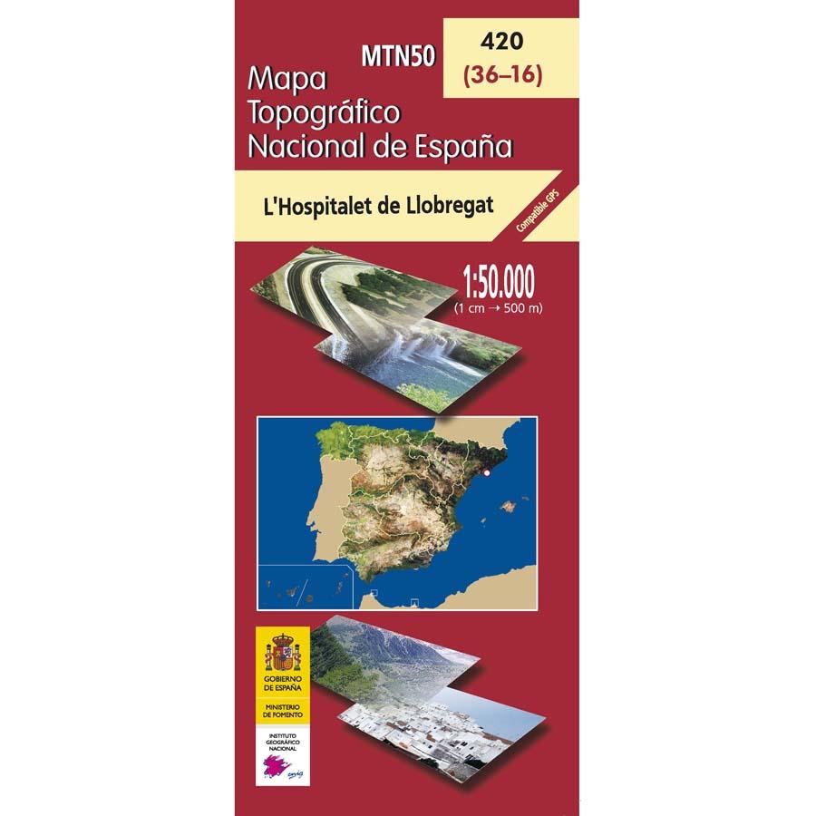 Carte topographique de l'Espagne n° 0420 - L´Hospitalet de Llobregat | CNIG - 1/50 000 carte pliée CNIG 