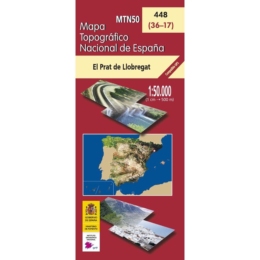 Carte topographique de l'Espagne n° 0448 - El Prat de Llobregat | CNIG - 1/50 000 carte pliée CNIG 