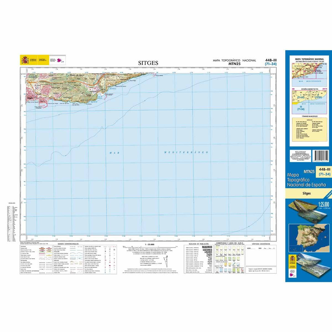 Carte topographique de l'Espagne n° 0448.3 - Sitges | CNIG - 1/25 000 carte pliée CNIG 