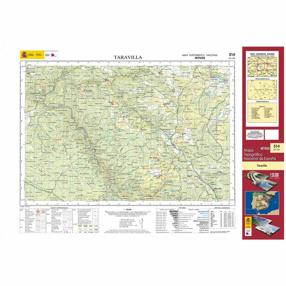 Carte topographique de l'Espagne n° 0514 - Taravilla | CNIG - 1/50 000 carte pliée CNIG 