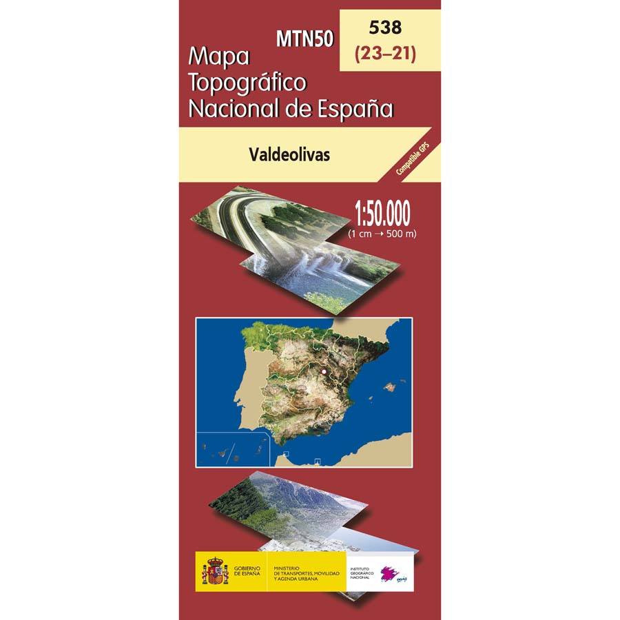 Carte topographique de l'Espagne n° 0538 - Valdeolivas | CNIG - 1/50 000 carte pliée CNIG 