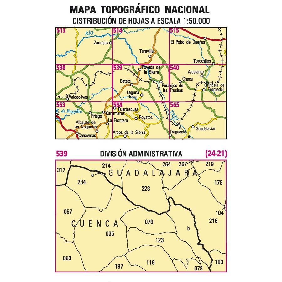 Carte topographique de l'Espagne n° 0539 - Beteta | CNIG - 1/50 000 carte pliée CNIG 