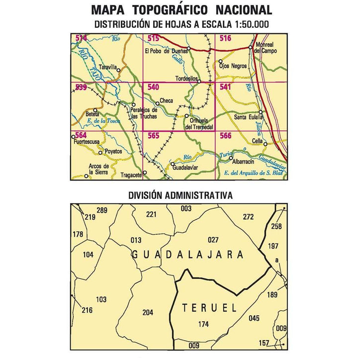 Carte topographique de l'Espagne n° 0540 - Checa | CNIG - 1/50 000 carte pliée CNIG 