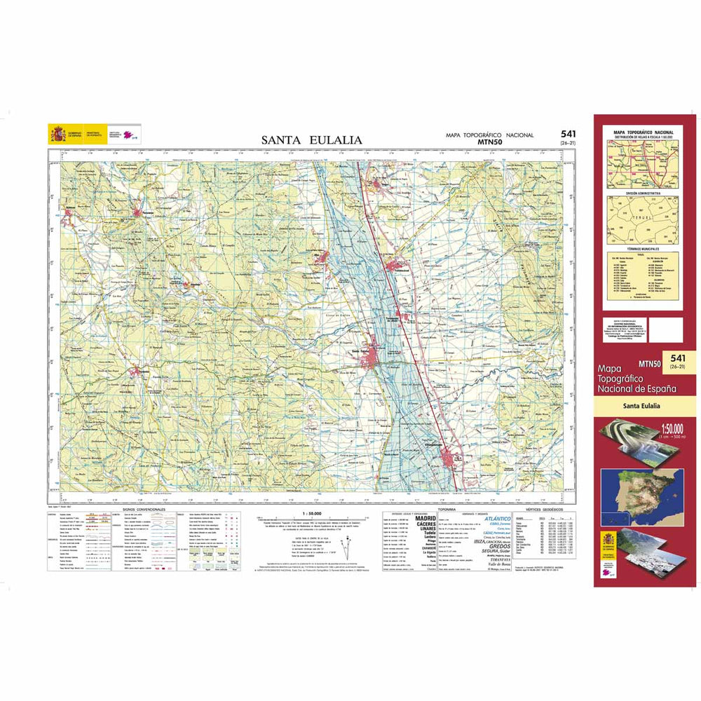 Carte topographique de l'Espagne n° 0541 - Santa Eulalia | CNIG - 1/50 000 carte pliée CNIG 